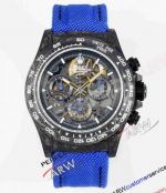 Rolex Daytona Montoya Carbon Fiber Skeleton Dial Blue Strap Super Clone Watch 